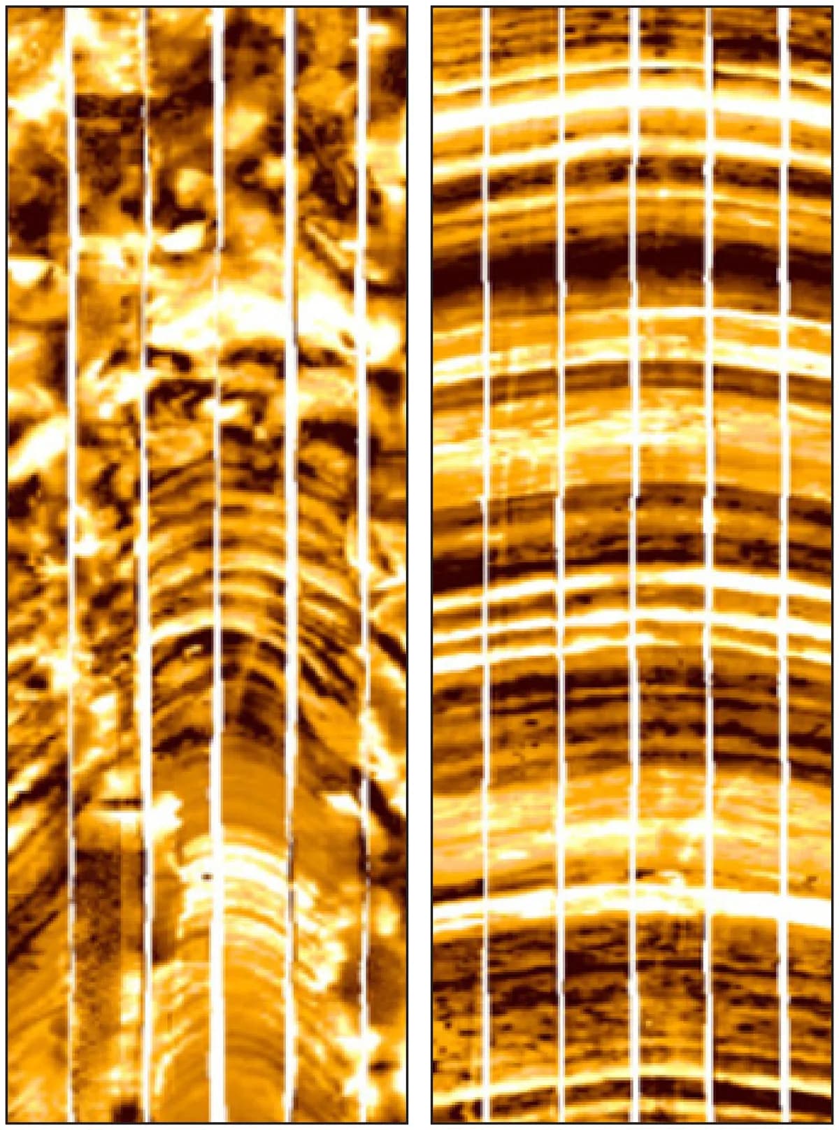 Fig.1. Logging with Tool Taxis produced an excellent log, with no image rotation or stick slip, despite the poor hole conditions.