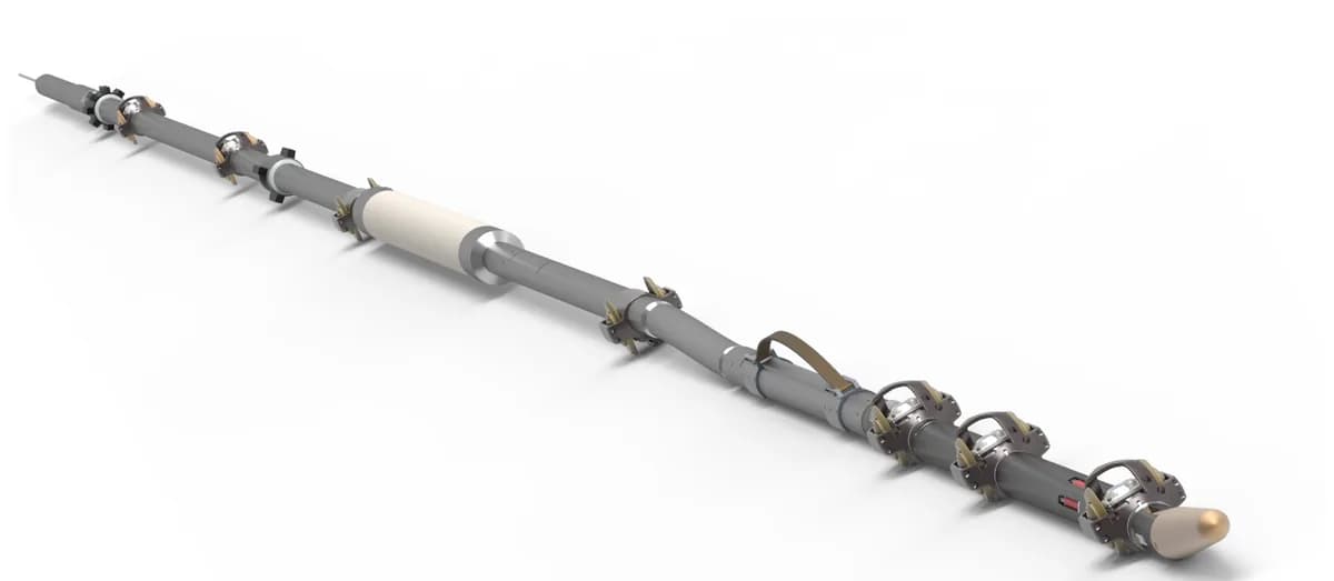 Fig.2. Petromac Wireline Express perfectly positions the MRIL-D tool in the center of the 9 5/8” casing, which maximizes the distance between the magnet and the casing. This reduces the magnetic drag to a minimum, which extends the deviation limit that the tool cab be conveyed to.
