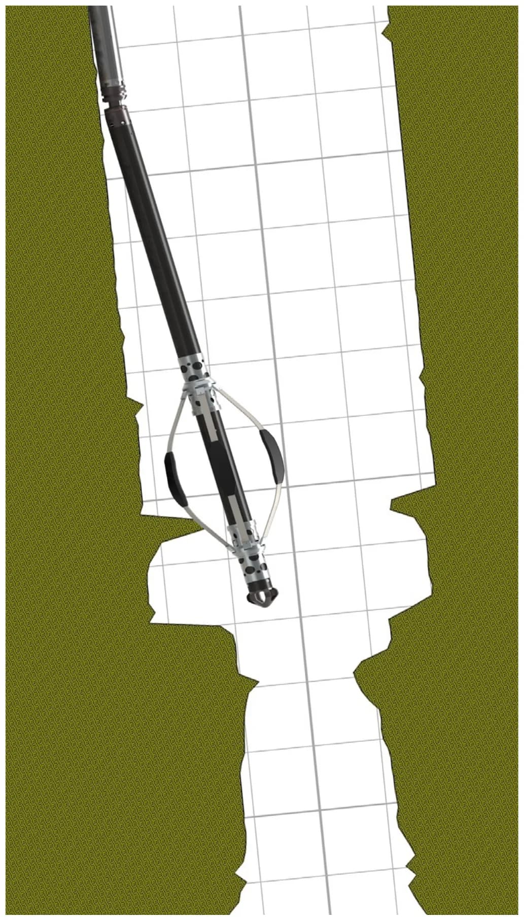 Fig1: Pathfinder helped the toolstring to be centered in the hole and navigate a 42 m long and 18”wide washout.